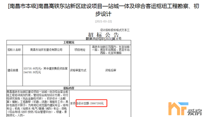 南昌东站启动招标，总投资32.57亿元，预计2024年12月完工